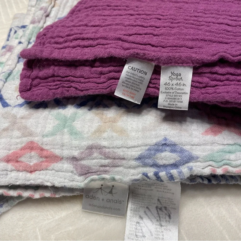 Aden + Anais Yoga Sprout Cotton Newborn Baby Muslin Swaddle Receiving Blankets